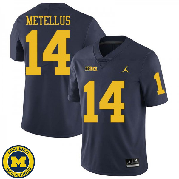 Men University of Michigan #14 Josh Metellus Navy Jordan Brand Player Jersey